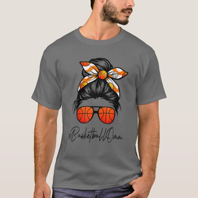 Camiseta Clássica Oma Life Messaging Hair Bun Basball Mães (Frente)