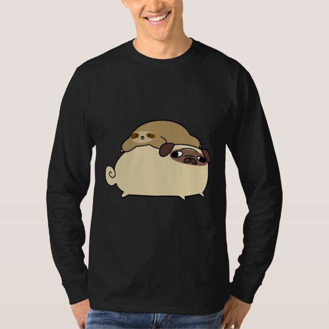 Camiseta Clássica Pug and Little Sloth 299 (Frente)
