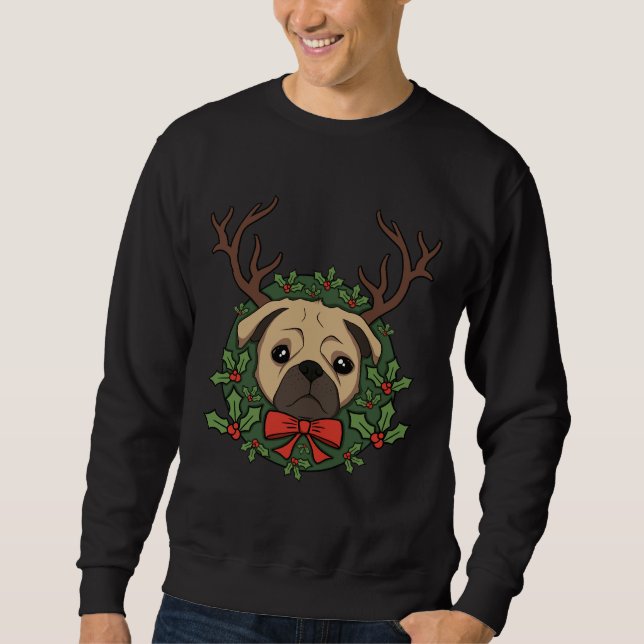 Camiseta Clássica Pug Natal 621 (Frente)