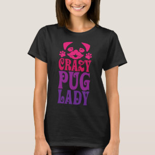 Camiseta Clássica Rosa-Pug Louca 287