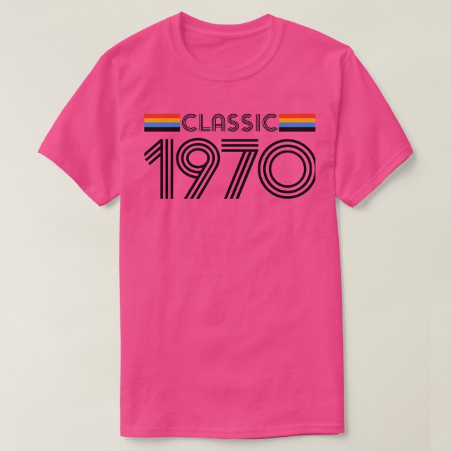 Camiseta Clássico 1970 Vintage Retro Birthday Design 1 (Frente do Design)