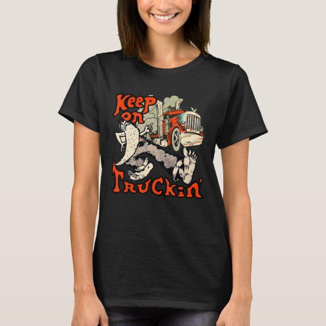 Camiseta Clássico 1970s Continuar em Carros de Caminhão (Frente)