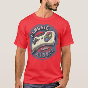 Camiseta Clássico 1981 41rua Noorthday Retro Video Game Con