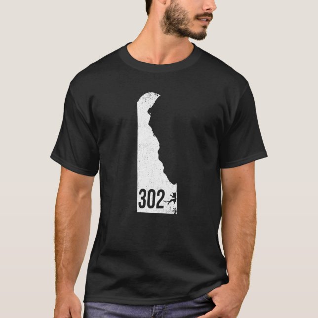 Camiseta Clássico 302 Delaware Pride State Area Code (Frente)