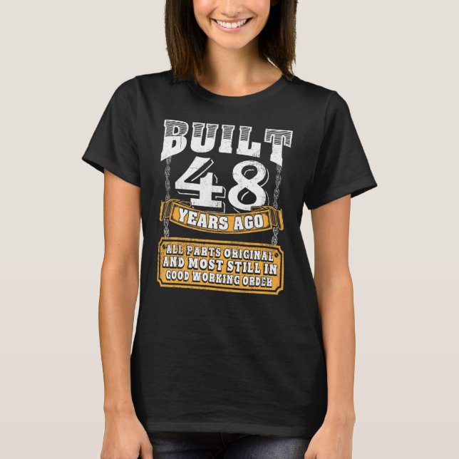 Camiseta Clássico 48 anos construído em 1974 com 48 bits or (Frente)