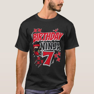 Camiseta Clássico Aniversário Infantil Ninja 7º Aniv Menino