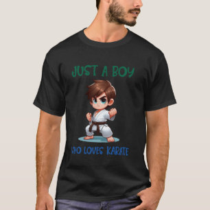 Camiseta Clássico Apenas Um Menino Que Ama Karatê E Artes M