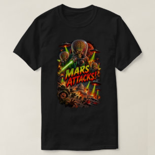 Camiseta Clássico Ataque de Marte Vintage Ficção Científica