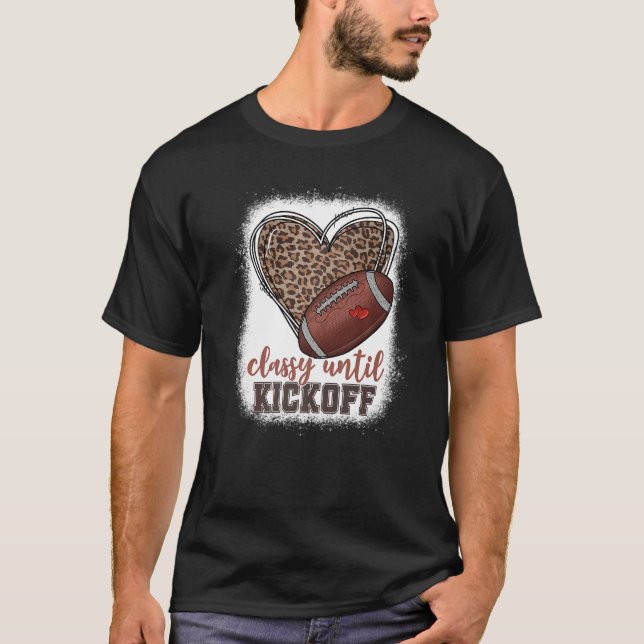 Camiseta Clássico até Kickoff American Football Ball Leopar (Frente)