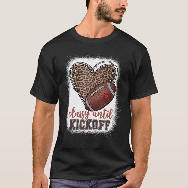 Camiseta Clássico até Kickoff American Football Ball Leopar (Frente)