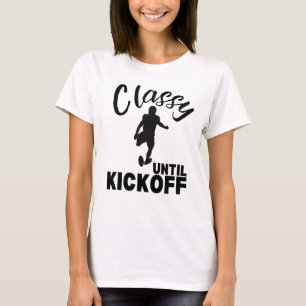 Camiseta Clássico até Kickoff Engraçado Design de futebol