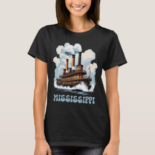 Camiseta Clássico Azul Mississippi Riverboat Viagem