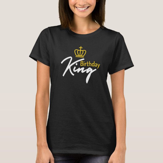 Camiseta Clássico Bday King Bday Crown Party Kid Boy Gi (Frente)
