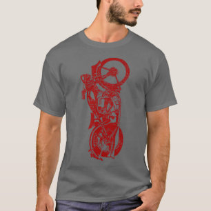 Camiseta Clássico Biker Vintage Retro Black Motorcycle Red