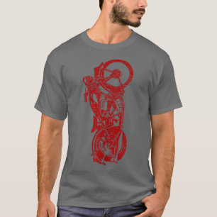 Camiseta Clássico Biker Vintage Retro Black Motorcycle Red