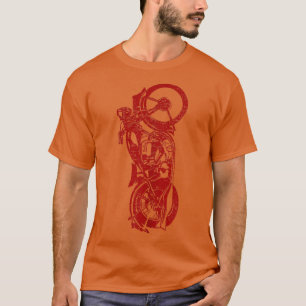 Camiseta Clássico Biker Vintage Retro Black Motorcycle Red
