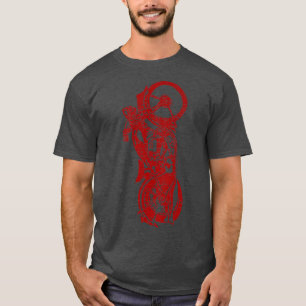 Camiseta Clássico Biker Vintage Retro Black Motorcycle Red
