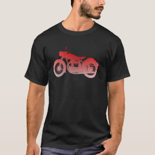 Camiseta Clássico Biker Vintage Retro Black Red Motorc