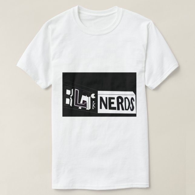 Camiseta Clássico Boxy básico do logotipo dos nerd pretos (Frente do Design)