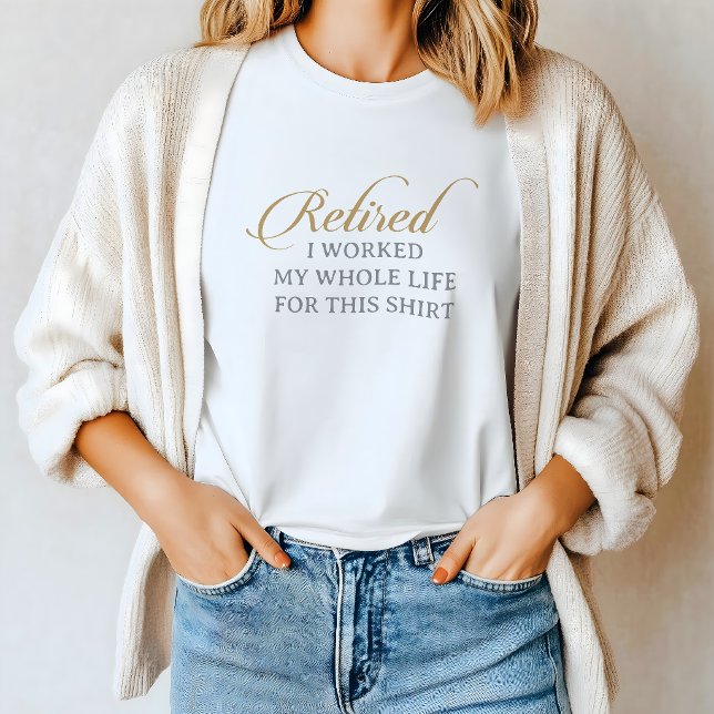 Camiseta Clássico Chic Caligrafia Dourado Cinza Aposentada (Criador carregado)