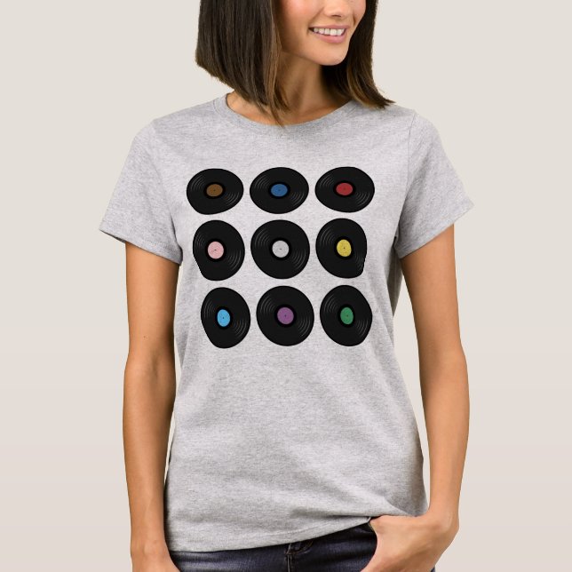Camiseta Clássico colorido do Vinil Record (Frente)