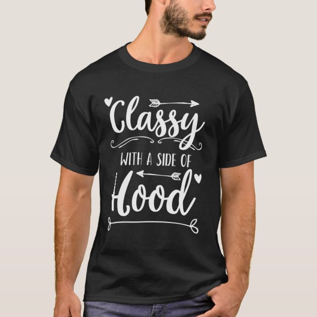 Camiseta Clássico Com Um Lado De Capuz Gelado Dizendo (Frente)