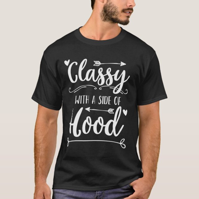 Camiseta Clássico Com Um Lado De Capuz Gelado Dizendo (Frente)