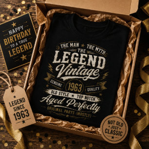 Camiseta Clássico de 1963 Envelhecido Perfeitamente Anivers