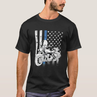 Camiseta Clássico de motocicleta da polícia de linha azul f