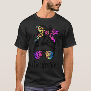 Camiseta Clássico Deedee life Messy Bun Rainbow Leopard Mot