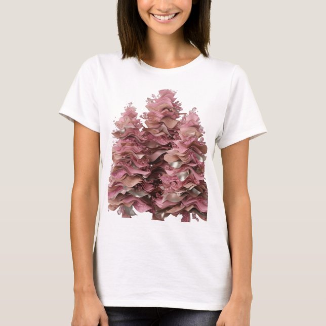 Camiseta Clássico Design de ÁRVORE PRÓXIMA E OURO Prata (Frente)