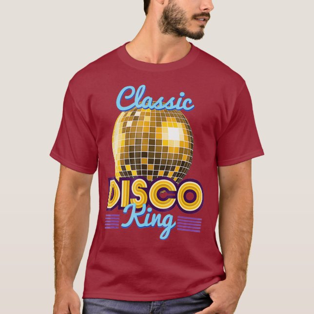 Camiseta Clássico Disco King Retro 70s Dance Party Costume (Frente)
