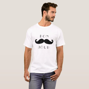 Camiseta Clássico engraçado do bigode de Bonjour