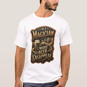 Camiseta Clássico EU SOU UM MAGO EU FAÇO A CERVEJA DESAPARE