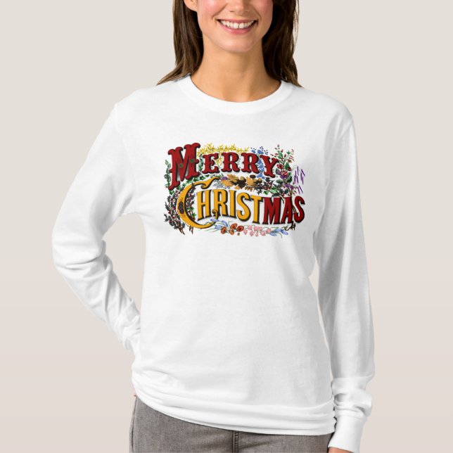 Camiseta Clássico "Feliz Natal" Colorido (Frente)