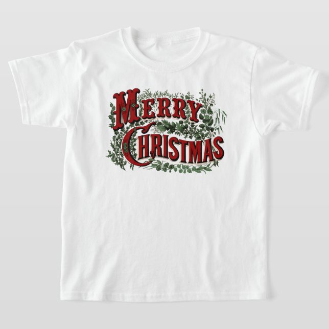 Camiseta Clássico "Feliz Natal" Crianças T-Shirt (Postura )