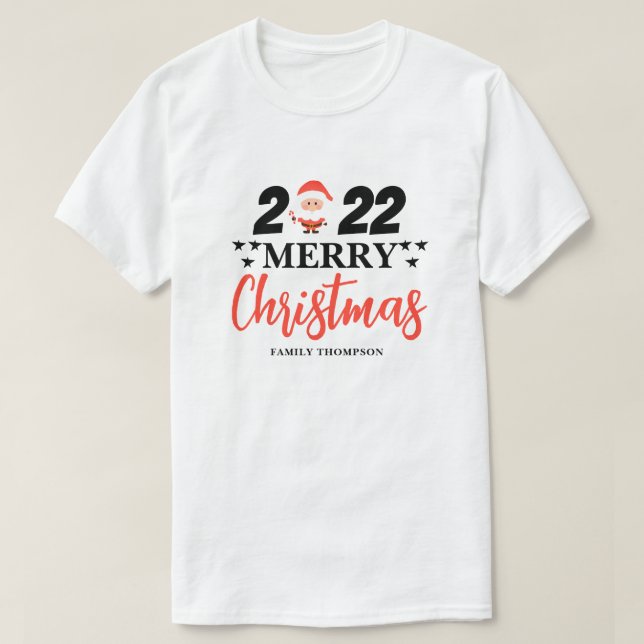 Camiseta Clássico Feliz Natal Santa Claus Família Anualment (Frente do Design)