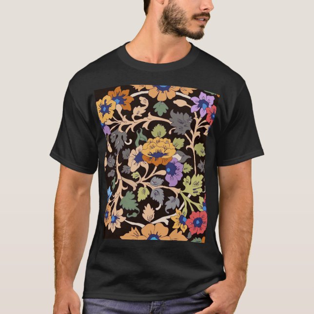 Camiseta Clássico Islâmico: Ornamento Sem Costura Floral (Frente)