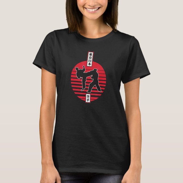 Camiseta Clássico Karate Sparring Estética de Design Japonê (Frente)