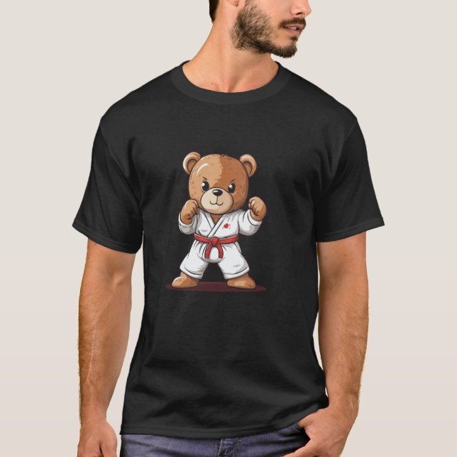 Camiseta Clássico Kickin' It com este Karate Teddy Bear Gra (Frente)