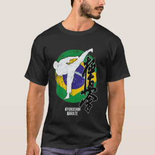 Camiseta Clássico Kyokushin Brasil Caratê Brasilia bandeira
