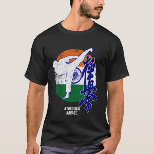 Camiseta Clássico Kyokushin Índia Caratê Bandeira indiana K