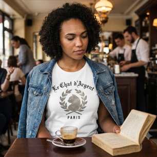 Camiseta Clássico Le Chat d'Argent Gato Prateado Paris