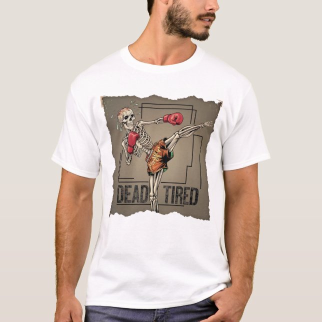 Camiseta Clássico Muay Thai Skeleton Fighter T-Shirt (Frente)