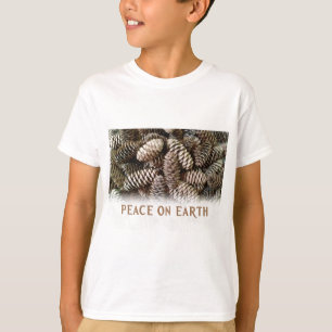 Camiseta Clássico Pine Feriado Paz Cone na Terra