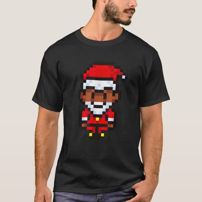 Camiseta Clássico Pixel Figurine Santa Claus (Frente)