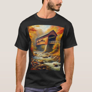 Camiseta clássico, ponte coberta de outono