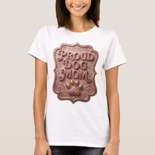 Camiseta Clássico PROUD DOG MOM Rosa Design Ousado
