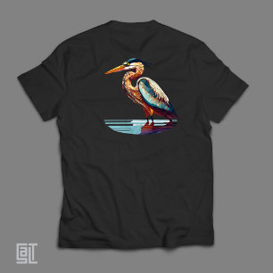 Camiseta Clássico Retrato do Nobre Garça Azul Vibrações ao