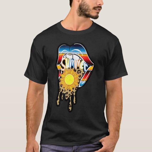 Camiseta Clássico Serape Ocidental Língua de Leopardo Lábio (Frente)